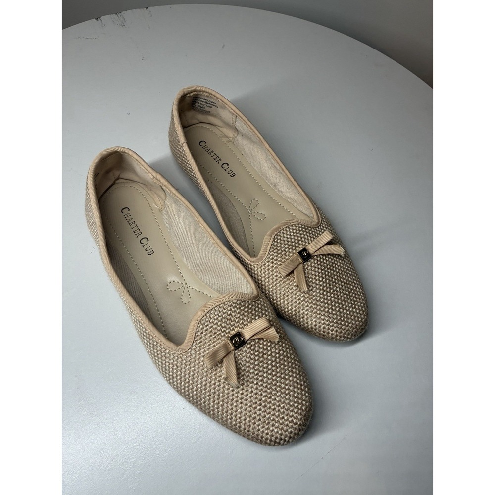 Charter Club "Kimii" slip-on loafers Size 7 in a beige Tan woven Babydoll Career